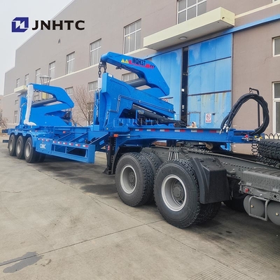 Neues offizielles China-Lkw-Container-Seitenlifter-Lowbed-Semi-Trailer mit Kran hoher Qualität