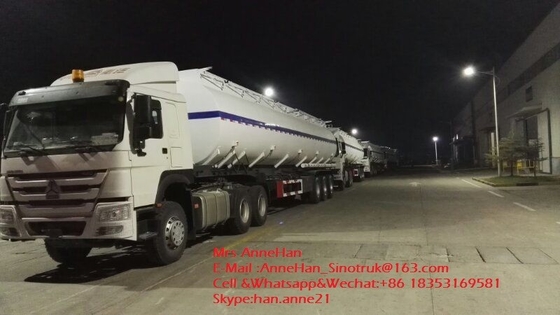 3 Achsen 12 dreht weißen Öltank-Anhänger der Farbharten beanspruchung halb der Anhänger-45000L