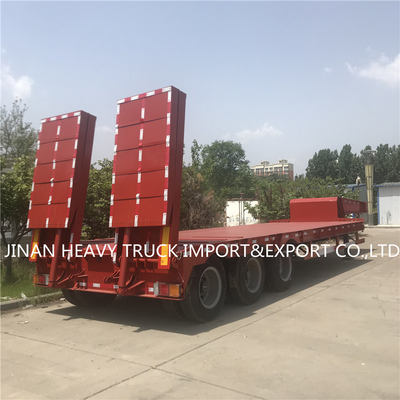 Niedriges Bett-Hochleistungshalb Anhänger brachten Crane Transport Flatbed Gooseneck Trailer an