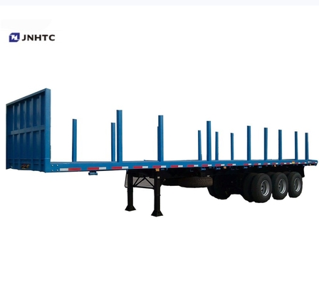 Tieflader SINOTRUK 3 Axle Flatbed Trailer Log Wood mit aufrechter Spalte