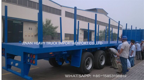 Tieflader SINOTRUK 3 Axle Flatbed Trailer Log Wood mit aufrechter Spalte
