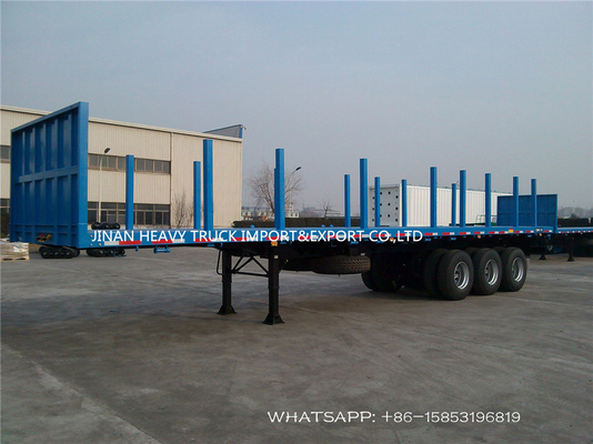 Tieflader SINOTRUK 3 Axle Flatbed Trailer Log Wood mit aufrechter Spalte