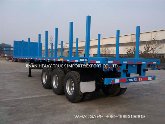 Tieflader SINOTRUK 3 Axle Flatbed Trailer Log Wood mit aufrechter Spalte